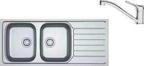 Set chiuveta bucatarie inox Franke Spark 116x50 cm cu 2 cuve si picurator dreapta finisaj lucios plus baterie crom