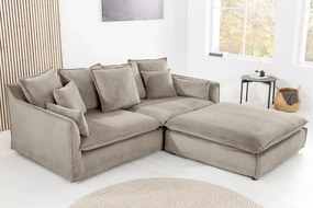 Canapea confortabila Heaven 200cm, catifea raiata greige