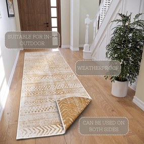 Covor de exterior galben ocru-alb 80x350 cm Biri – NORTHRUGS