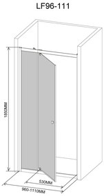 Ușă de duș reglabilă flexibilă 96-111x185 cm
