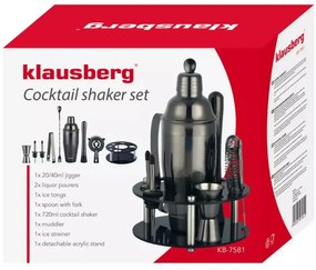 Set shaker cu accesorii Klausberg KB 7581, 10 buc, Stand, 720 ml, Grafit