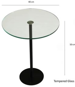 Măsuță laterală SOCIAL 50x40 cm negru/transparent