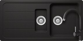 Set chiuveta bucatarie Schock Formhaus D-150L 1000 x 500 mm si baterie bucatarie Schock Plutos Cristalite Nero, negru