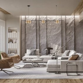 Lustră pe cablu GENESIS 7xGU10/8W/230V auriu