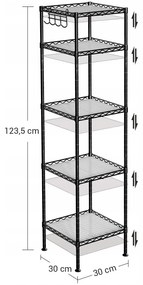 Raft modular LOGAR cu constructie neagra, 5 polite