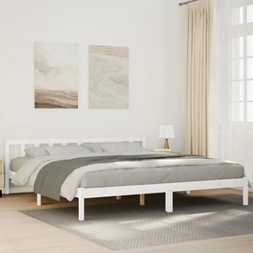 852453 vidaXL Cadru pat foarte lung fără saltea alb 180x220 cm lemn masiv pin