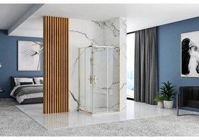 Rea Punto cabina de dus 87.5x87.5 cm patrat auriu luciu sticla transparenta REA-K6440