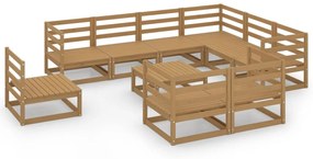 3075812 vidaXL Set mobilier de grădină, 10 piese, maro miere, lemn masiv pin