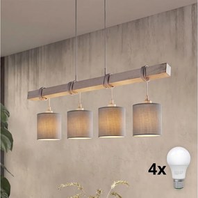 Brilagi - Lustră LED suspendată pe cablu NUBILA 4xE27/60W/230V, gri deschis