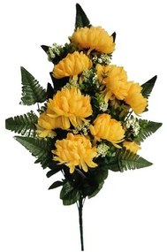 Buchet artificial decorativ Crizanteme, galben, înălțime 60 cm