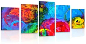 Tablou 5-piese abstract plin de culori