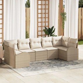 vidaXL Set de canapele pentru grădină 7 pcs Bej Rattan poli