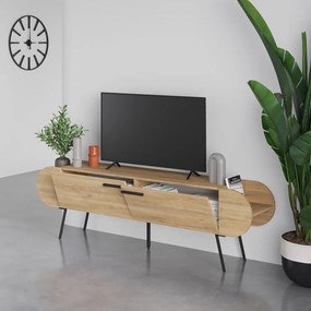 Masă TV în culoare naturală cu aspect de lemn de stejar 195x57 cm Saluso – Marckeric