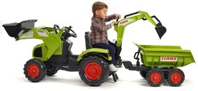 Tractor cu pedale pentru copii FALK 1010W Claas Axos cu cupa, excavator si remorca