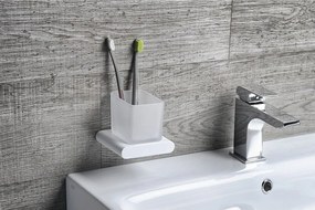 Dozator de săpun lichid alb de montat pe perete din sticlă 300 ml Flori – Sapho