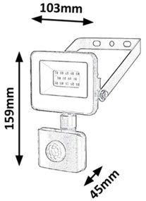 Proiector cu reflector LED de exterior cu senzor de miscare IP44 Flood 10W