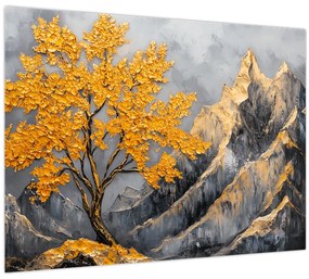 Tablou – Arbore auriu în munți (70x50 cm)