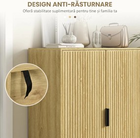 HOMCOM Dulap Pantofi 5 Niveluri cu Rafturi Reglabile, Picioare Metalice, Design Elegant Stejar, Stabil și Sigur, 80x38x110 cm | Aosom Romania