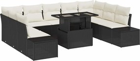 vidaXL Set de canapele pentru grădină 10 pcs Negru Rattan poli