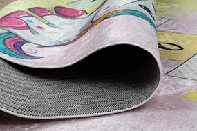 BAMBINO 54060 covor lavabil Inorog, hopscotch pentru copii anti-alunecare - roz / galben