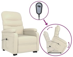321277 vidaXL Fotoliu cu ridicare, alb crem, piele ecologică