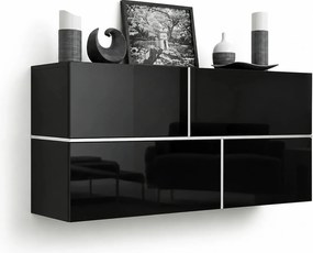 Comoda GOYA, negru/negru lucios/alb, PAL laminat, 170x40x80 cm