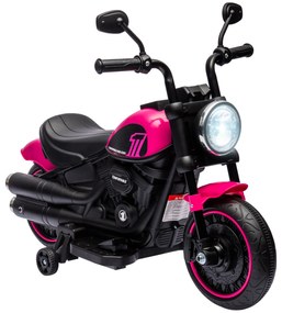 HOMCOM Motocicletă Electrică pentru Copii 18-36 luni, Motocicletă de Jucărie cu Roți Suplimentare și Faruri, 76x42x57 cm, Roz | Aosom Romania