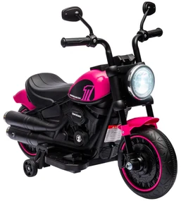 HOMCOM Motocicletă Electrică pentru Copii 18-36 luni, Motocicletă de Jucărie cu Roți Suplimentare și Faruri, 76x42x57 cm, Roz | Aosom Romania