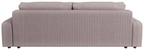 Canapea roz-deschis extensibilă, cu spațiu de depozitare, cu tapițerie din catifea reiată 234 cm Sara – Ropez