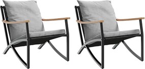 vidaXL Scaune de grădină cu perne, 2 buc., negru, oțel