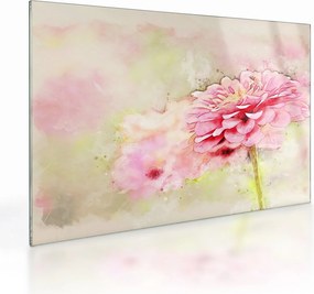 Tablou pe sticlă - Floare roz, aquarel (70x50 cm)