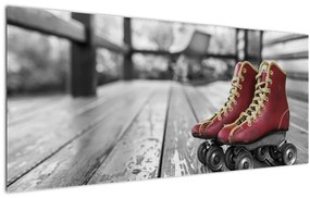 Tablou cu pantofi cu role vechi roșii (120x50 cm)
