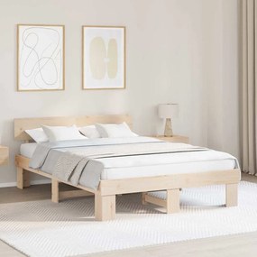 vidaXL Cadru de pat cu headboard Maro 160 x 200 cm Lemn de brad solid