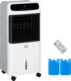 HOMCOM Aer condiționat cu răcire cu apă Telecomandă 3 moduri, 3 viteze, timer 12 h, afișaj LED, 38x35x81 cm Alb | Aosom Romania