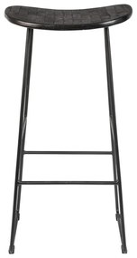 Scaun de bar negru din lemn de tec (înălțime șezut 76 cm) Tangle – White Label