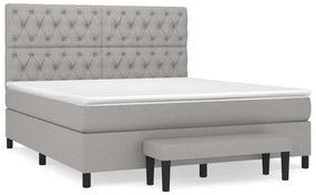 Pat continental cu saltea, gri deschis, 160x200 cm, textil