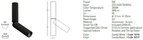 Spot LED aplicat cu rotire si înclinare Tube alb