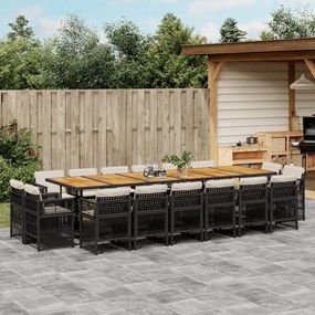 vidaXL Set mobilier de grădină cu perne, 17 piese, negru, poliratan