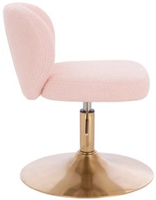 HR193N Scaun Roz Pudra Boucle cu Bază Aurie