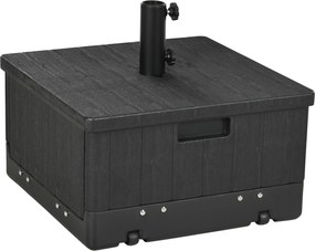Outsunny Bază pentru Umbrelă 3-în-1 Exterior, Măsuță de Cafea, Jardinieră cu Orificiu de Scurgere, Capacitate 80 kg, Suport Umplut cu Roți și Mânere pentru Terasă și Piscină, Negru | Aosom Romania