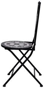 Set de bistro mozaic, 3 piese, negru  alb, placa ceramica Alb si negru, Patrat, 3