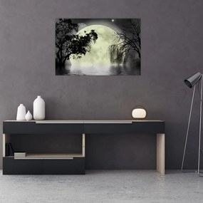 Tablou - Lună plină deasupra apei (90x60 cm)