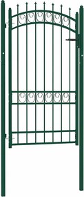 vidaXL Poartă de gard Emmen cu țăruși din oțel, verde, 103x134,5 cm