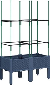 vidaXL Jardinieră de grădină cu spalier, albastru gri, 80x40x142,5 cm, PP