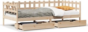 vidaXL Pat de zi cu sertare, 90x190 cm, lemn masiv de pin