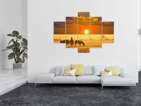 Tablou - Zebre cu apus de soare (150x105 cm)