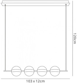 Lustra LED design Art Deco cu 4 surse de lumina Cuba