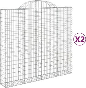 vidaXL Coșuri gabion arcuite 2 buc, 200x50x180/200 cm, fier galvanizat