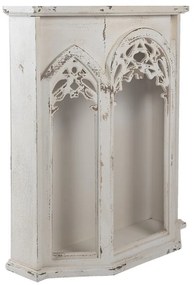 Dulap de perete, alb, din lemn, aspect vintage, Abbaye