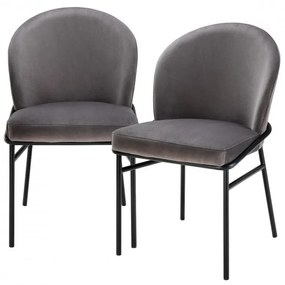 Set de 2 scaune design modern Willis, catifea Savona gri 113773 HZ